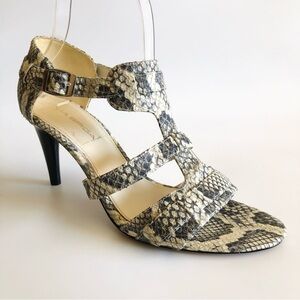 Via Spiga Hilda Snake Embossed T-Strap Sandal